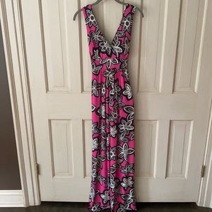 Lily maxi dress pink with flowers